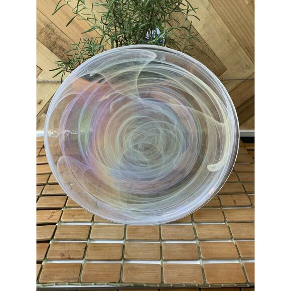 Artistic Accents iridescent pearl swirl glass 9” luncheon plate made in Turkey - Picture 10 of 11